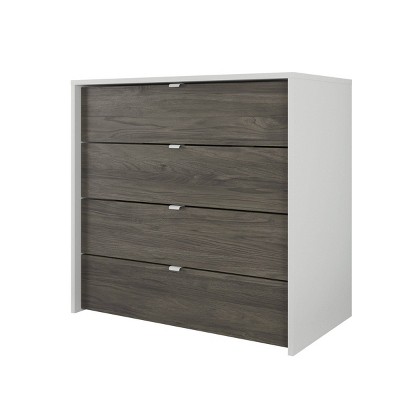 4 Drawer Chest with Handles White/Bark Gray - Nexera