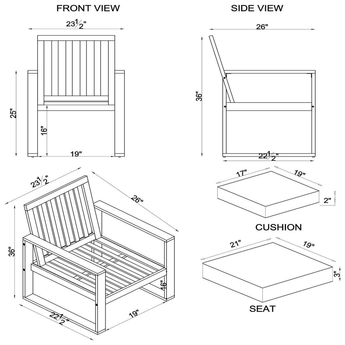 Alaterre Furniture 3pc Okemo Outdoor Patio Acacia Wood Bistro Set - thumbnail 5