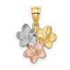 Black Bow Jewelry 14k Tri-color Gold Satin Triple Plumeria Pendant, 15mm (9/16 inch) - 3 of 4