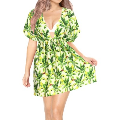 HAPPY BAY Women's Beachwear Summer Swim Beach Dress Cover Ups for Swimwear Women Short Fall Swimsuit Coverups for Women Tops XL-XXL Beige, Tree