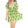 LA LEELA Women's Beachwear Summer Swim Beach Dress Cover Ups for Swimwear Women Short Fall Swimsuit Coverups for Women Tops XL-XXL Beige Tree - 2 of 4