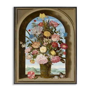 Stupell Industries Vintage Floral Bouquet Gothic Window Framed Giclee Art - 1 of 4