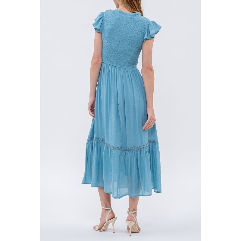 August Sky Women's Short Sleeve Smocked Midi Dress, 2 of 6