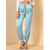 INSPIRE CHIC Women's Drawstring Elastic Waist Ankle Length Satin Joggers Pants with Pocket - 2 of 4