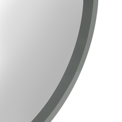 Travis 22" Gray Round Wood Wall Mirror