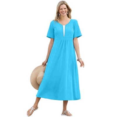Woman Within Plus Size Layered Knit Empire Dress