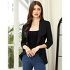 YesFashion Womens Classic 3/4 Sleeve Blazer Draped Open Front Jackets Lapel Work Office Cropped Blazer - 3 of 4