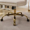 GlasFlength Task and Office Chairs Modern Velvet Swivel Chair with Gold Base and Tufted Back for Home Office, Beige, 24.8"*19.4"*38.6" - 4 of 4
