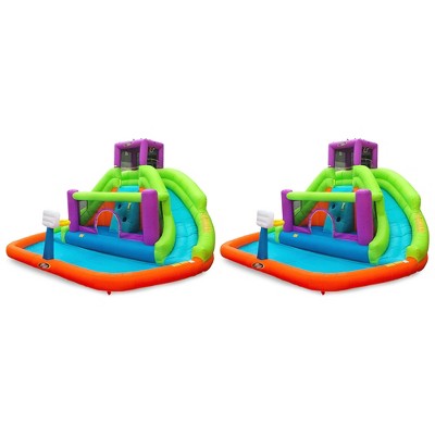 Magic Time International Save Double Hurricane Outdoor Inflatable Water Bounce House with High Powered Electric Blower Fan, 14 x 8.5 Feet (2 Pack)