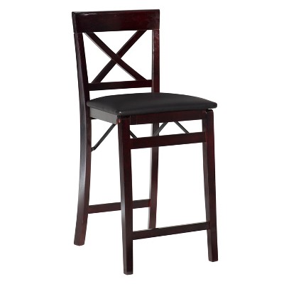 Espresso, 2 Pack 24 Seat Height Espresso Linon Keira Folding Counter Stool Assembled