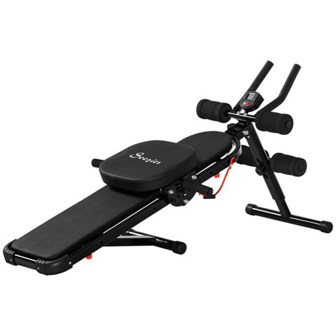 Soozier Multi-Workout Ab Machine Foldable Ab Workout Equipment Sit Up Bench  Side Shaper Abdominal Cruncher with Resistance Bands & LCD Display