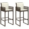 vidaXL Patio Bar Stools with Cushions 2 pcs Brown Poly Rattan - 2 of 4
