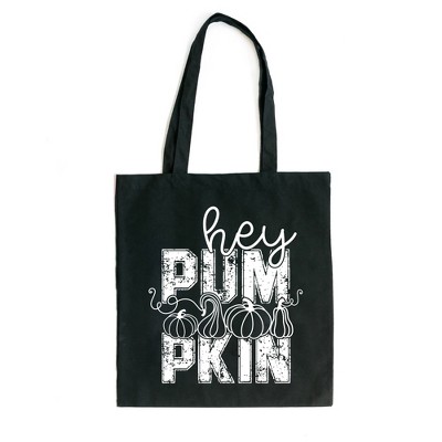 City Creek Prints Hey Pumpkin Distressed Canvas Tote Bag - 15x16 - Black