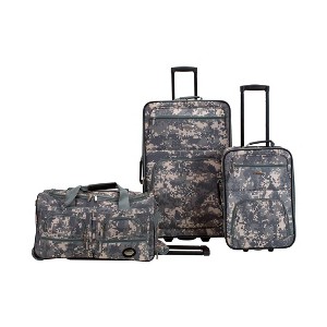 Rockland Melbourne 3pc Expandable ABS Hardside Checked Spinner Luggage Set - Camo - 1 of 4