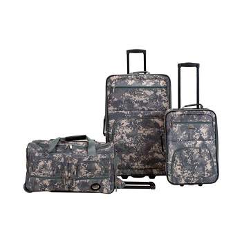Rockland Melbourne 3pc Expandable ABS Hardside Checked Spinner Luggage Set - Camo