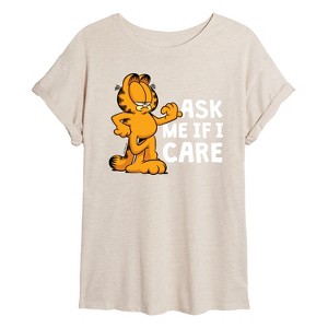 Women's - Garfield - Ask Me If I Care Oversized Graphic T-Shirt - 1 of 4