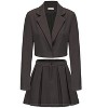 EXLURA Women's Business Casual Blazer Suit Sets and Pleated Mini Skirt 2 Piece Outfits Trendy Long Sleeve Y2K Clothes 2025 - 2 of 4