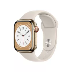 Apple Watch Series 8 GPS + Cellular 45mm Gold Stainless Steel Case with Starlight Sport Band - M/L