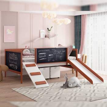 77" Twin Loft Bed Aurea Loft and Bunk Bed Cherry Oak & White Finish - Acme Furniture