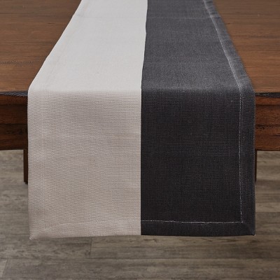 Split P Color Block Table Runner - 72''L - Ebony & Ivory