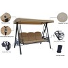 Kozyard 3-Seat Patio Swing – Outdoor Porch Swing Chair with Metal Seat and Back, Comfortable Cushion, and Adjustable Canopy for Backyard or Balcony - 3 of 4