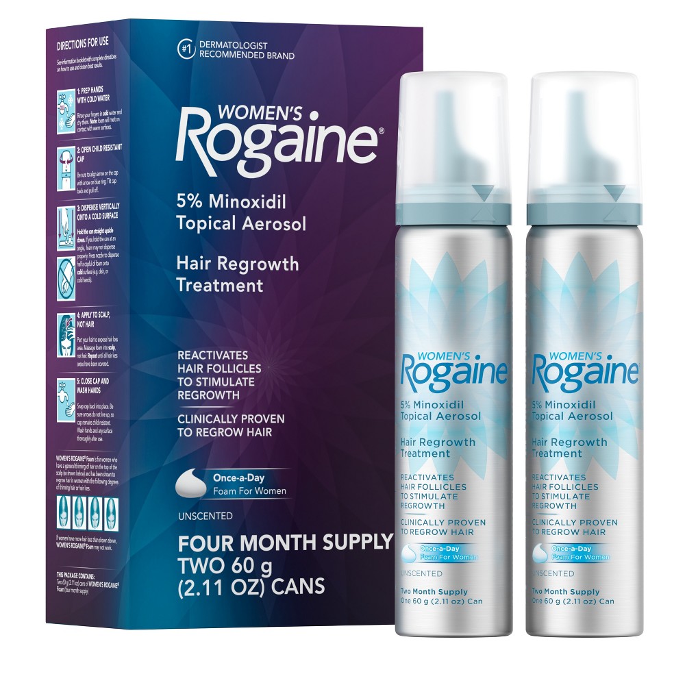 Womens Rogaine 5% Minoxidil Foam for Hair Thinning and Loss, Topical Treatment for Hair Regrowth - 2.11oz