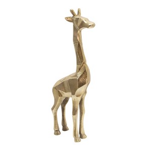 Sagebrook Home 15" Giraffe Statue - Contemporary Gold Standing Aluminum Giraffe Figurine for Home or Office Decor - Abstract Decorative Giraffe Art - 1 of 4