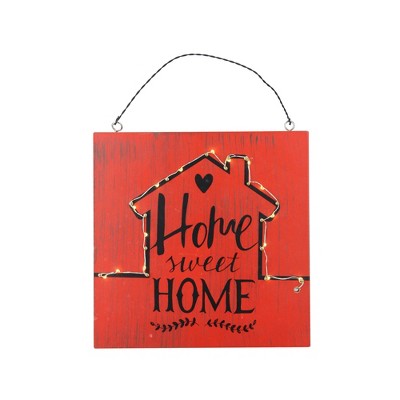 Northlight 8" Battery Operated LED Lighted Red Rustic “Home Sweet Home” Wall Sign