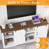 TackView 70" Farmhouse TV Stands for 80" TVs, Rustic Wooden Entertainment Center with Adjustable Shelves & Sliding Barn Door - 2 of 4