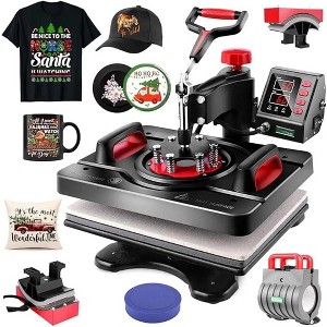 HOMDOX 12'' x 15'' 5/8-in-1 Upgraded Sublimation Heat Press 360° Swivel Swing Away Digital Dual-Tube Heating for DIY T-Shirt/Cap/Mug/Plate/Tumbler - 1 of 4