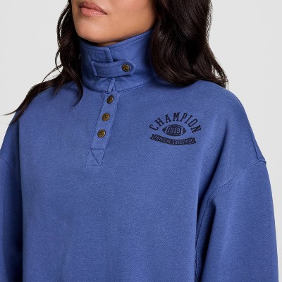 Champion Women's Long Sleeve Fleece 1/4 Snap Cropped Pullover - image 4
