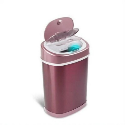 LunaLulinlk 4 Gallon Trash Can, Touchless Oval Office Trash Can, Burgundy Stainless Steel