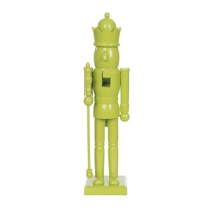 Transpac 15 Inch Wood Lime Green Nutcracker Decorative Object for Christmas Tabletop Decor Unique Holiday Gift - 1 of 1