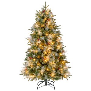 Costway 5/6/7 FT Artificial Christmas Tree with 602/806/1072 Branch Tips, 190/270/350 Warm White LED Lights - 1 of 4