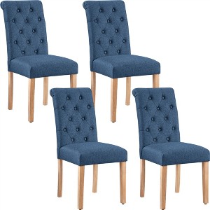 Yaheetech Set of 4 Tufted Upholstered Faux Leather Dining Chairs with Solid Wood Legs - 1 of 4