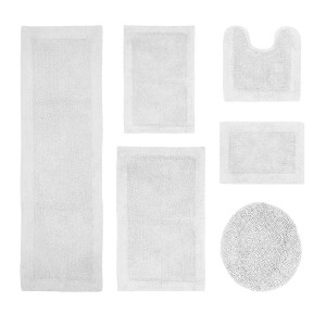Edge Bath Rug 100% Premium Cotton Ultra-Soft Water Absorbent Tufted Solid Reversible 6 Piece Bathroom Rug Set for Machine Washable Bathmat - 1 of 4