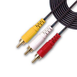 SatelliteSale 3 Male to 3 Male RCA Audio Video AV Composite Cable Universal Wire PVC Black Cord - 1 of 4