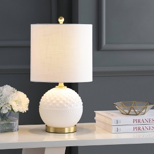JONATHAN Y 20.5" Glass/Metal Julienne Table Lamp (Includes LED Light Bulb) White : Modern Linen Shade, UL Listed - 1 of 4