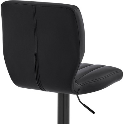 Adjustable Black Metal and Leatherette Swivel Bar Stool
