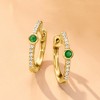 Pure Collection by Ross-Simons Emerald and Diamond-Accented Huggie Hoop Earrings in 14kt Yellow Gold - 3 of 4