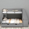 Twin over Full Bunk Bed with Trundle, Built-in Desk, 3 Storage Drawers & Shelf, Guardrails & Ladder - 2 of 4
