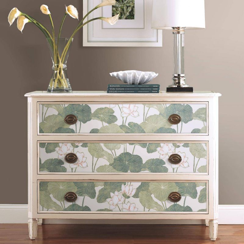 RoomMates Lily Pads Peel &#38; Stick Wallpaper Cream/Green, 6 of 8