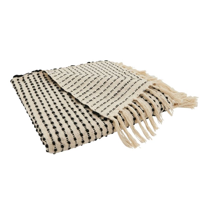 50"x60" Woven Warmth Textured Striped with Fringe Throw Blanket - Saro Lifestyle, 3 of 6
