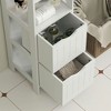 Resenkos Narrow Bathroom Floor Storage Cabinet - 2 Drawers & 3 Open Shelves, White - 2 of 4