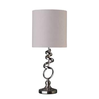 21.5" Modern Metal Table Lamp with Twisted Base Silver - Ore International