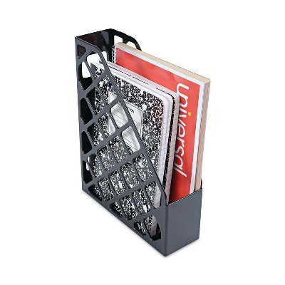 Black Recycled Plastic Desktop Magazine File 11.75 x 3 x 9.5