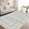 Washable Rug with Braided Print, Modern Low-Pile Non-Slip Carpet for Kitchen, Entryway, Bathroom, Bedroom – Stain Resistant, Natural Darkened - 2 of 4