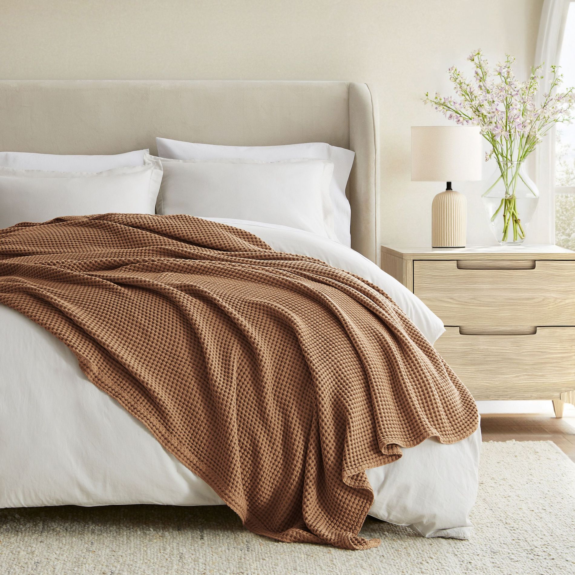 Waffle Blanket 100% Cotton, Soft Cozy Lightweight Bed Blanket for Bedroom, Couch or Chair, King, Queen, Twin, All-Season Woven Throw