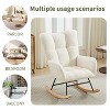 CAVINAS Modern Rocking Chair with Soft Cashmere Teddy Fabric, Accent Armchair with Ergonomic Curved Backrest and Solid Wood Frame - 3 of 4