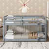 NicBex Twin over Twin Bunk Bed Wooden Bed Frame Low Height Design with Ladder and Full Length Guardrail, No Box Spring Required - 2 of 4